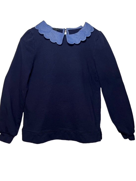 Talbots Tops - Talbots Girls Navy Sweatshirt with Scalloped Light Blue Collar